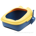 Semi-enclosed cat litter pan toilet with litter shovel